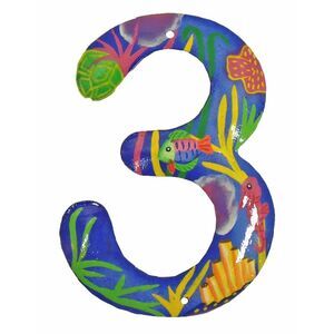 Tropical Reef Address House Number Haitian Metal Art Number 3